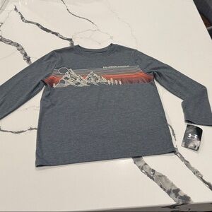 Under Armour Kids Gray and Orange Long Sleeve Tee